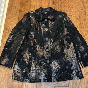 ELCC Black Snakeskin Textured Button Jacket – Size L